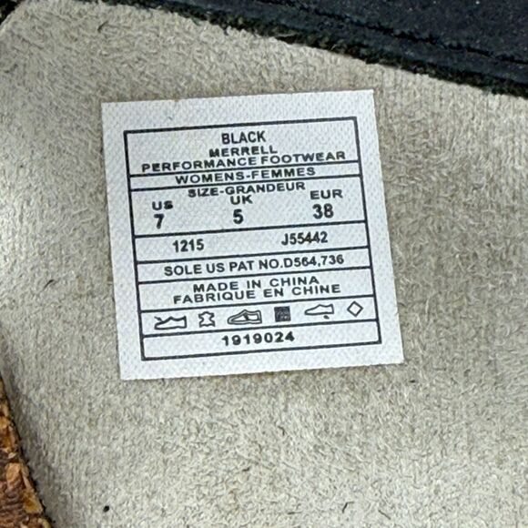 Merrell Revalli Women’s Sz 7 Black Leather Slingback Wedge Hook & Loop Sandals - Picture 6 of 11